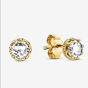 Clear Sparkling Crown Stud Earrings